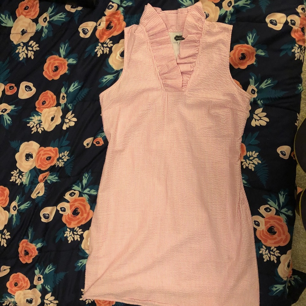 Gently worn pink searsucker Mudpie dress Size M
